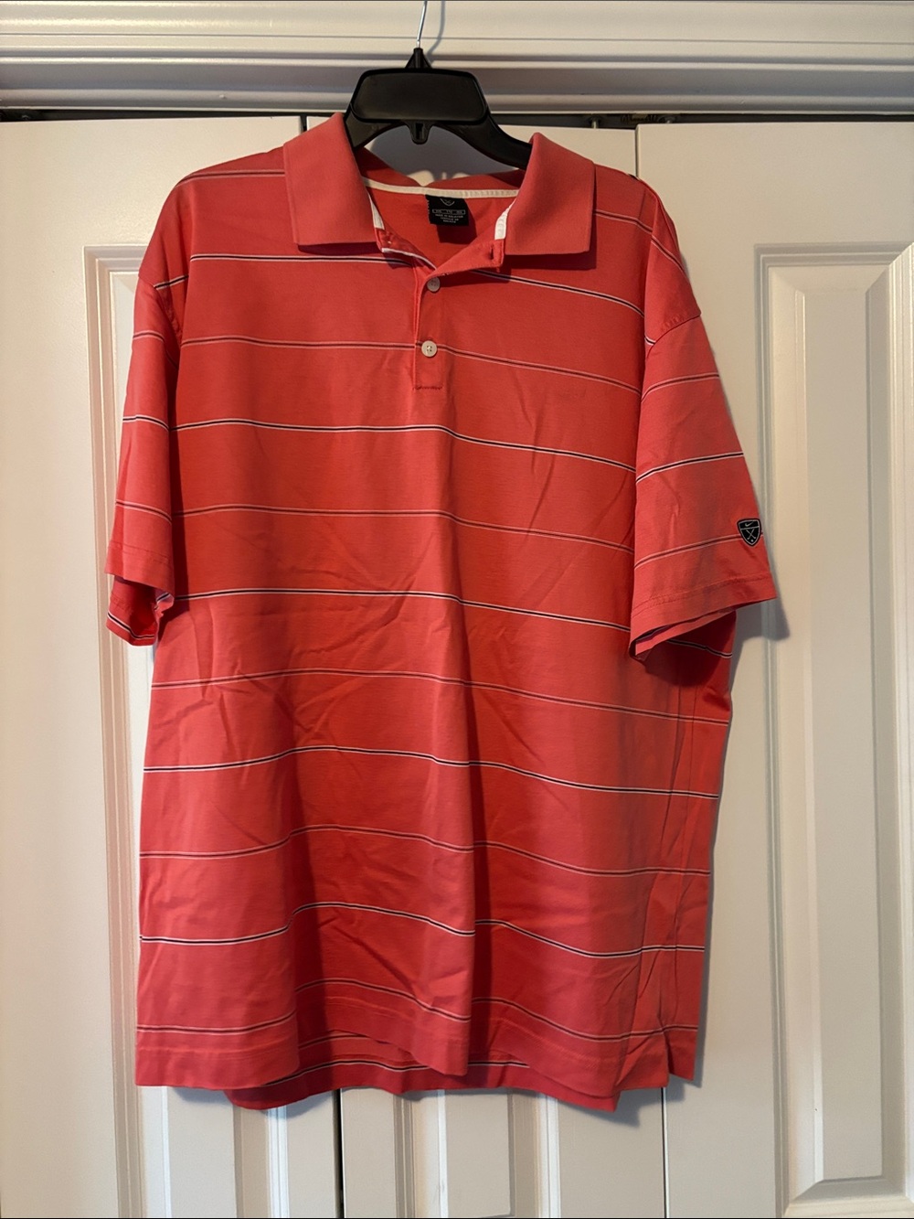 Nike golf Men’s Coral Red Stripe Polo
